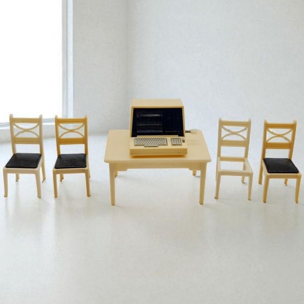Renwal Table Set with Chairs Bonus Computer Dollhouse Furniture